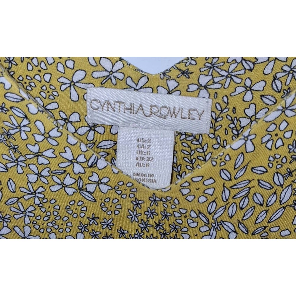 Cynthia Rowley Yellow Floral Paisley Sundress 2 V-Neck Sleeveless Cottage-Core - Picture 7 of 8